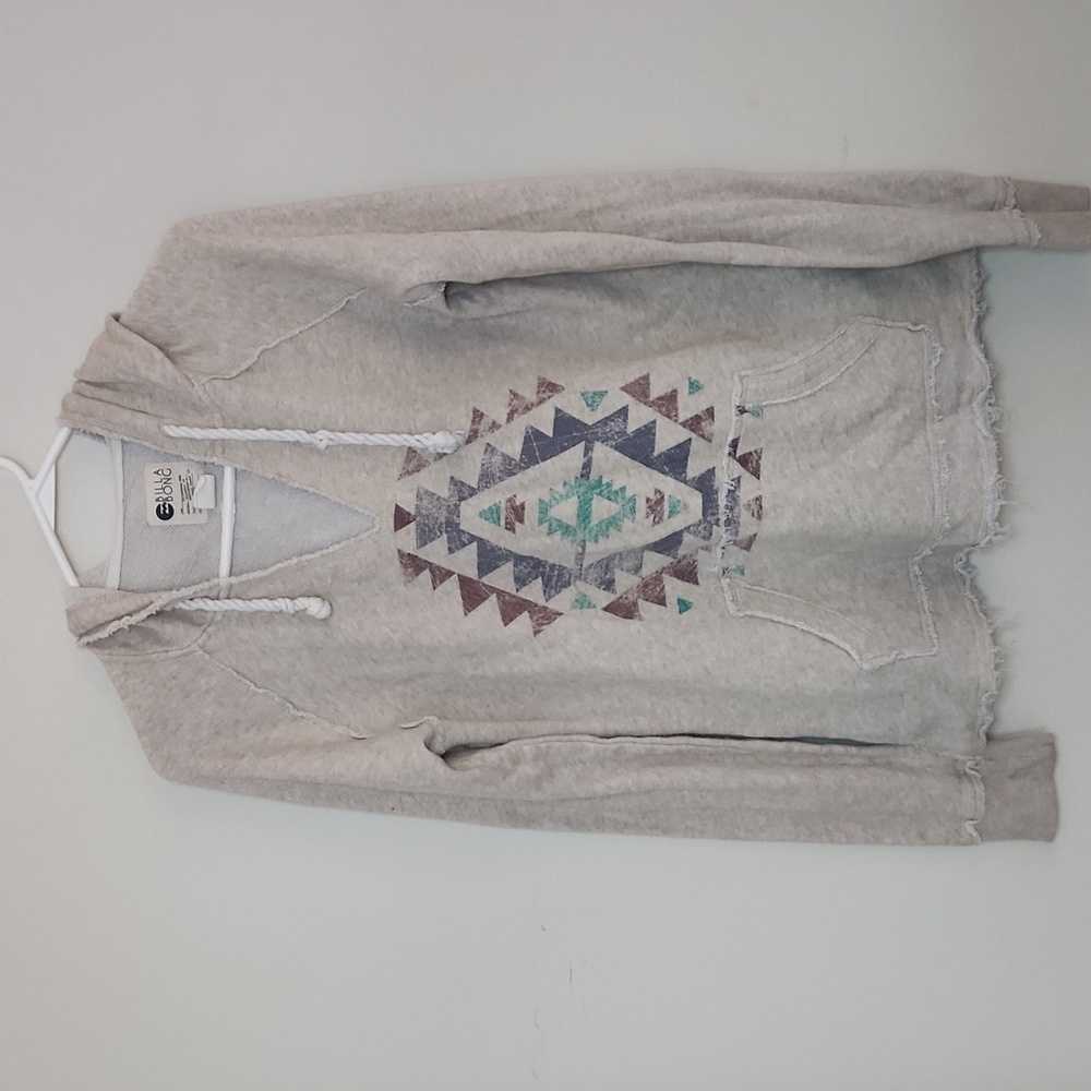 Billabong Light Gray Hoodie with Aztec Print